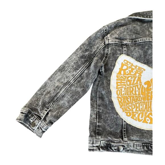 WU-TANG 90s Hip Hop Retro Vintage Upcycled Distressed Denim Jacket Kids Size 5T - Picture 8 of 12